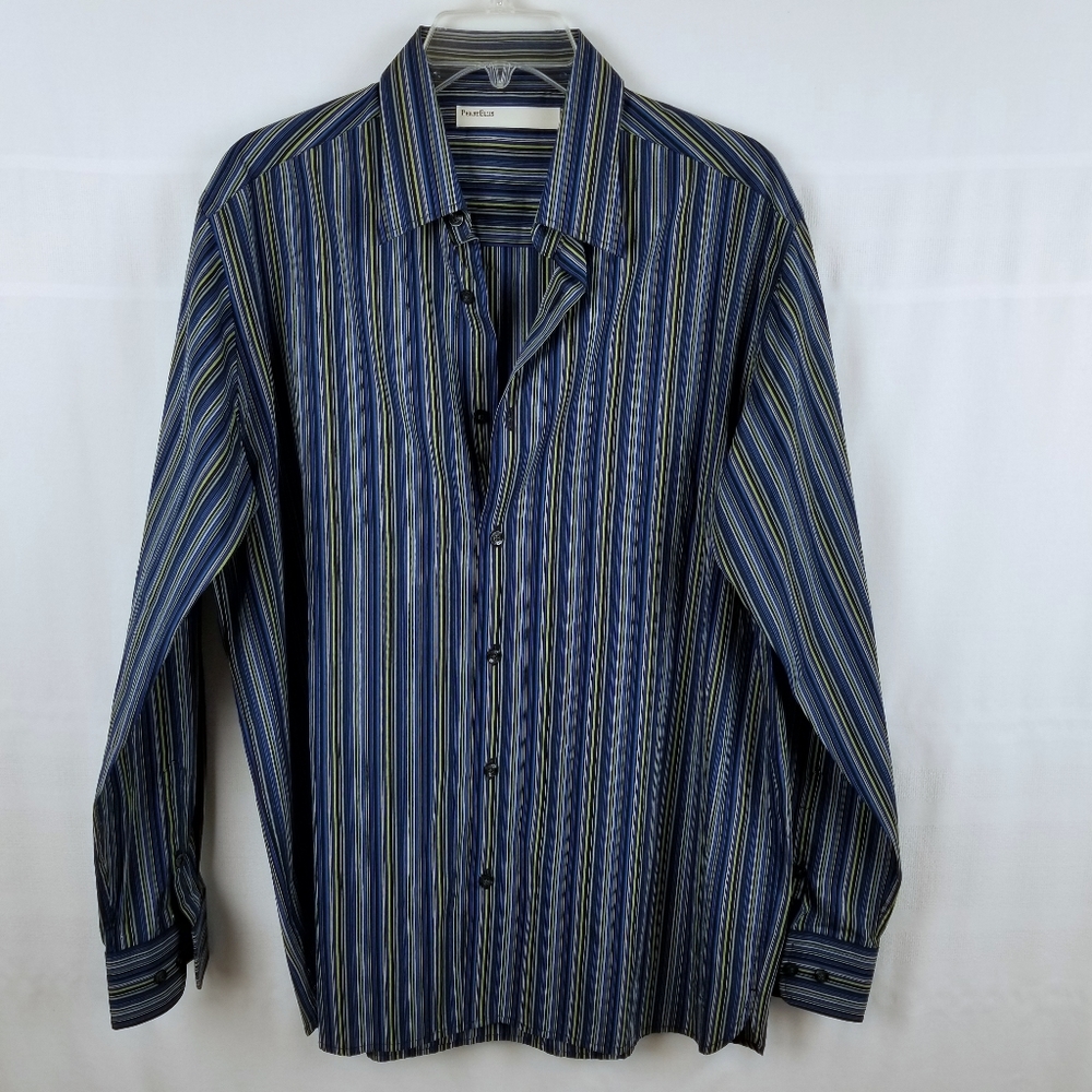 Perry Ellis cotton long sleeve striped button up M